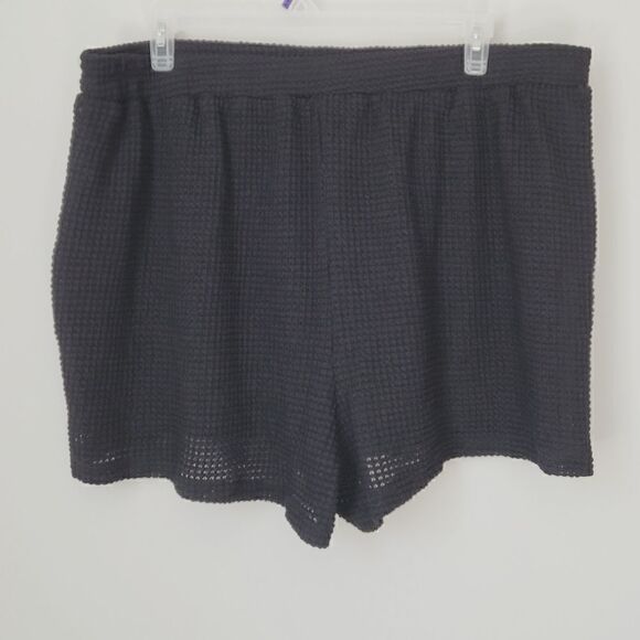 Shein Curve Black Pull On Waffle Shorts Size 4XL - Picture 2 of 7